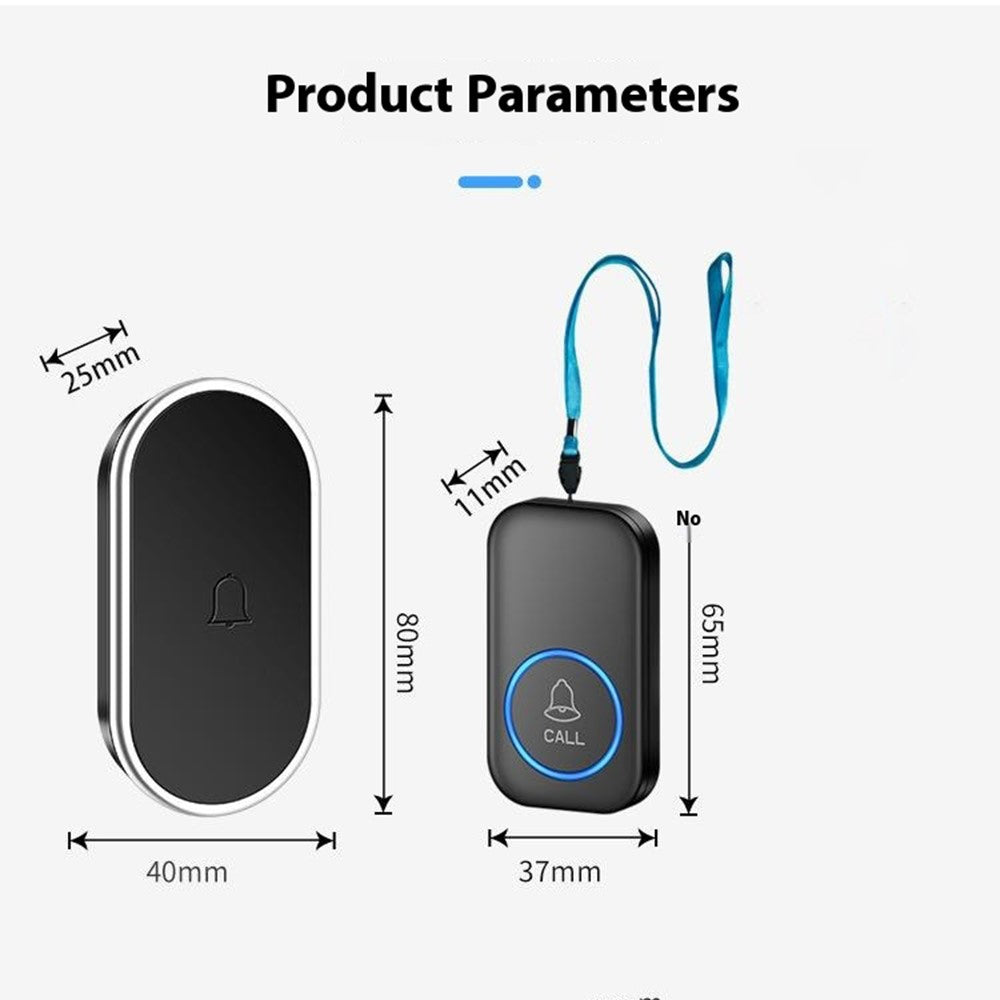 A18 For Elderly SOS Emergency Call Button 60 Melodies Adjustable Volume 300m Wireless Alarm System, 1 Lanyard Button + 1 EU Plug Receiver