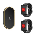 A18 For Elderly SOS Emergency Call Button 60 Melodies Adjustable Volume 300m Wireless Alarm System, 2 Watch Buttons + 1 EU Plug Receiver