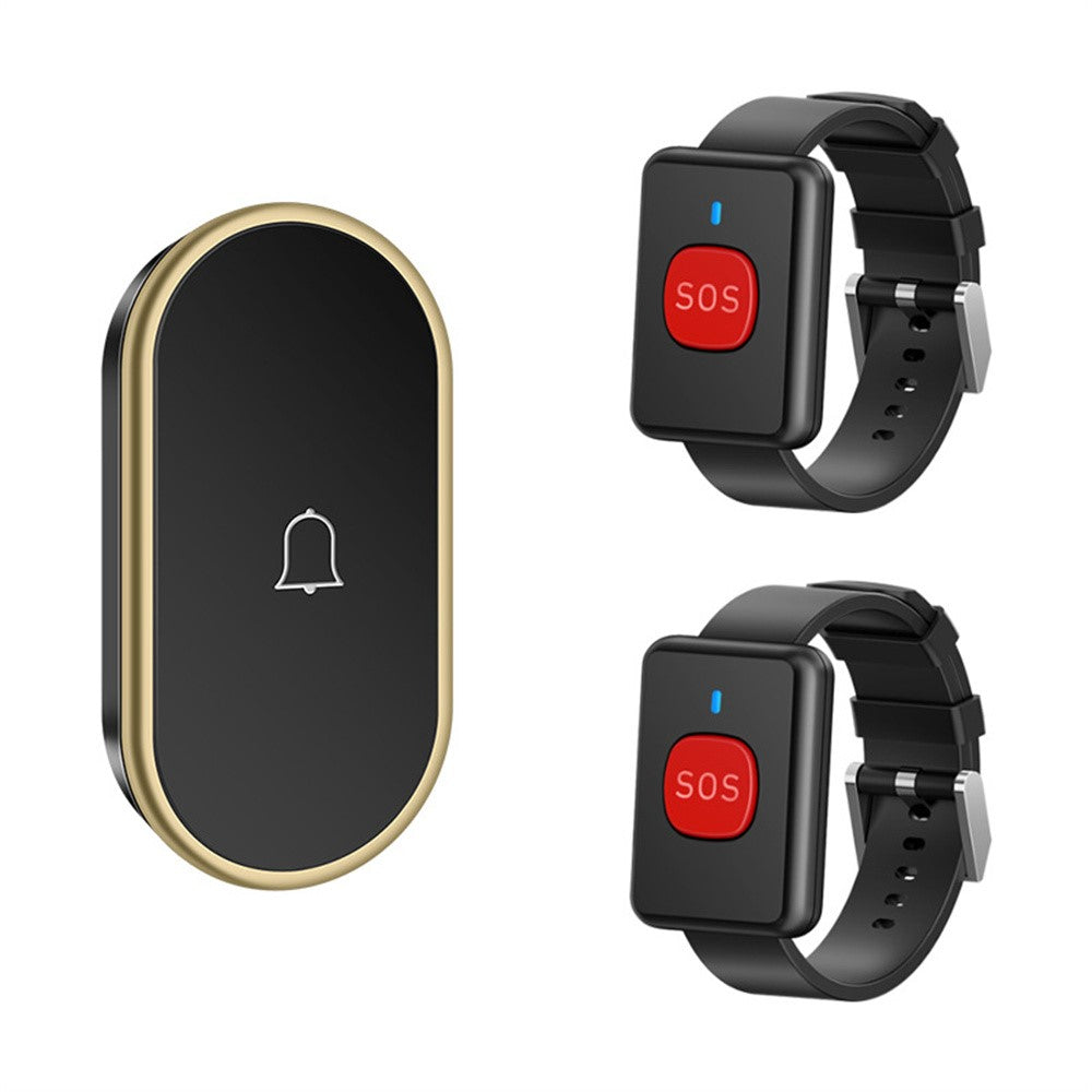 A18 For Elderly SOS Emergency Call Button 60 Melodies Adjustable Volume 300m Wireless Alarm System, 2 Watch Buttons + 1 EU Plug Receiver