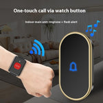 A18 For Elderly SOS Emergency Call Button 60 Melodies Adjustable Volume 300m Wireless Alarm System, 2 Watch Buttons + 1 EU Plug Receiver
