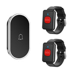 A18 For Elderly SOS Emergency Call Button 60 Melodies Adjustable Volume 300m Wireless Alarm System, 2 Watch Buttons + 1 EU Plug Receiver