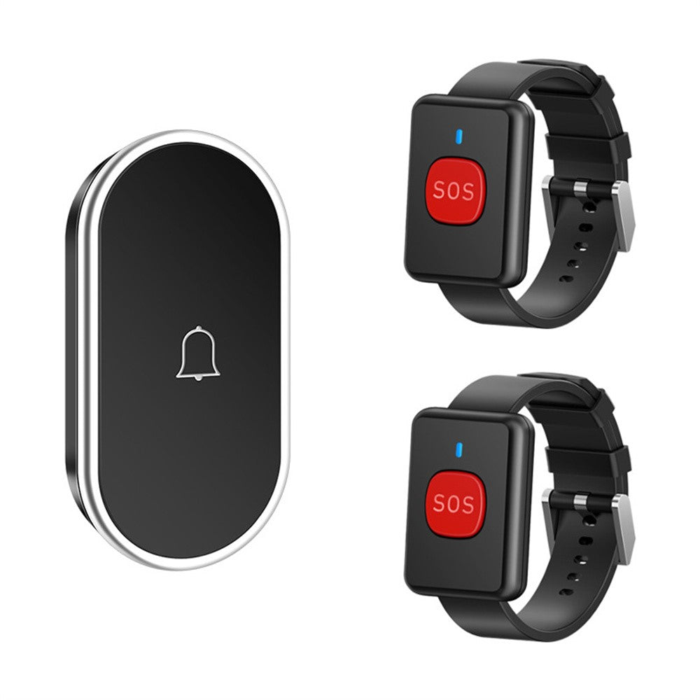 A18 For Elderly SOS Emergency Call Button 60 Melodies Adjustable Volume 300m Wireless Alarm System, 2 Watch Buttons + 1 EU Plug Receiver