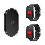 A18 For Elderly SOS Emergency Call Button 60 Melodies Adjustable Volume 300m Wireless Alarm System, 2 Watch Buttons + 1 EU Plug Receiver