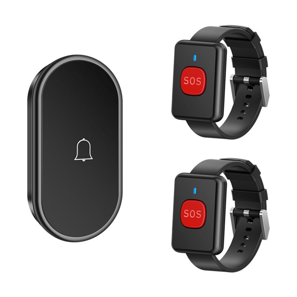 A18 For Elderly SOS Emergency Call Button 60 Melodies Adjustable Volume 300m Wireless Alarm System, 2 Watch Buttons + 1 EU Plug Receiver