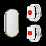 A18 For Elderly SOS Emergency Call Button 60 Melodies Adjustable Volume 300m Wireless Alarm System, 2 Watch Buttons + 1 EU Plug Receiver