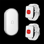 A18 For Elderly SOS Emergency Call Button 60 Melodies Adjustable Volume 300m Wireless Alarm System, 2 Watch Buttons + 1 EU Plug Receiver