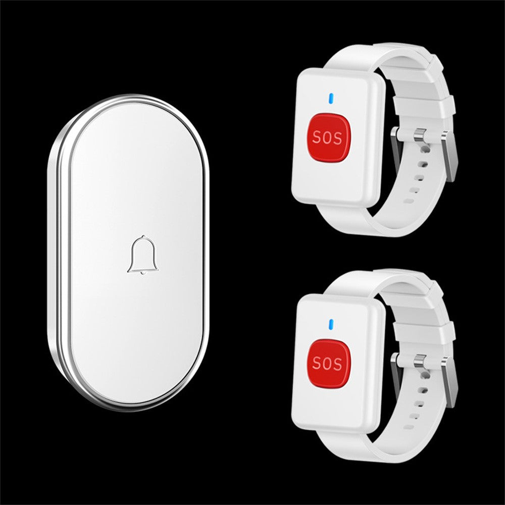 A18 For Elderly SOS Emergency Call Button 60 Melodies Adjustable Volume 300m Wireless Alarm System, 2 Watch Buttons + 1 EU Plug Receiver