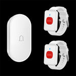 A18 For Elderly SOS Emergency Call Button 60 Melodies Adjustable Volume 300m Wireless Alarm System, 2 Watch Buttons + 1 EU Plug Receiver
