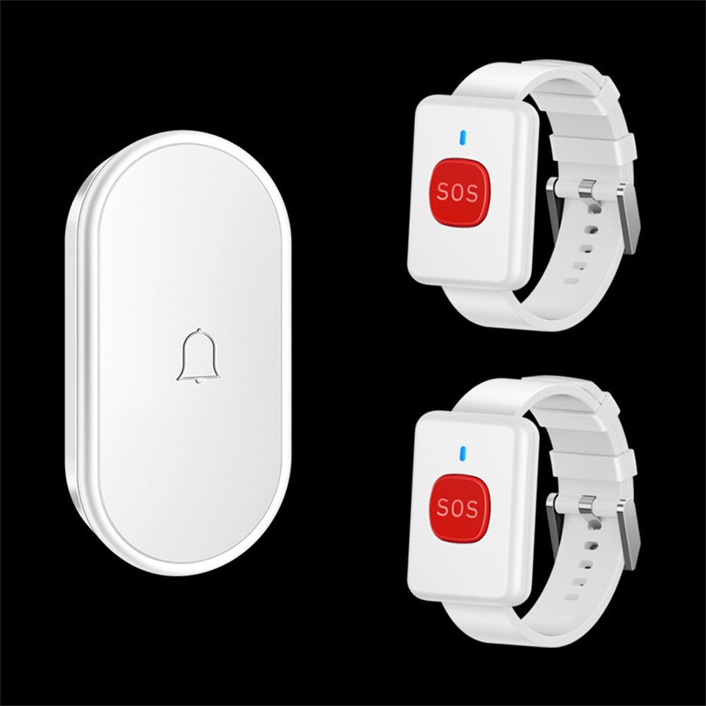 A18 For Elderly SOS Emergency Call Button 60 Melodies Adjustable Volume 300m Wireless Alarm System, 2 Watch Buttons + 1 EU Plug Receiver