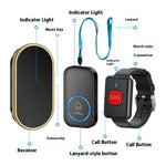 A18 For Elderly SOS Emergency Call Button 60 Melodies Adjustable Volume 300m Wireless Alarm System, 2 Lanyard Buttons + 1 EU Plug Receiver