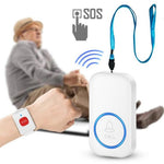 A18 For Elderly SOS Emergency Call Button 60 Melodies Adjustable Volume 300m Wireless Alarm System, 2 Lanyard Buttons + 1 EU Plug Receiver
