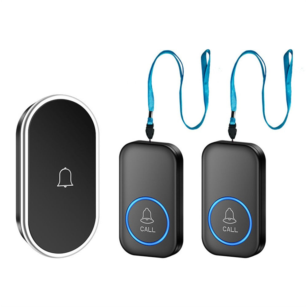 A18 For Elderly SOS Emergency Call Button 60 Melodies Adjustable Volume 300m Wireless Alarm System, 2 Lanyard Buttons + 1 EU Plug Receiver