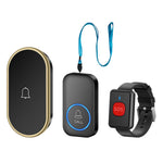 A18 For Elderly SOS Emergency Call Button 60 Melodies 300m Wireless Alarm System, 1 Watch Button + 1 Lanyard Button + 1 EU Plug Receiver
