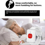 A18 For Elderly SOS Emergency Call Button 60 Melodies 300m Wireless Alarm System, 1 Watch Button + 1 Lanyard Button + 1 EU Plug Receiver