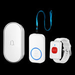 A18 For Elderly SOS Emergency Call Button 60 Melodies 300m Wireless Alarm System, 1 Watch Button + 1 Lanyard Button + 1 EU Plug Receiver