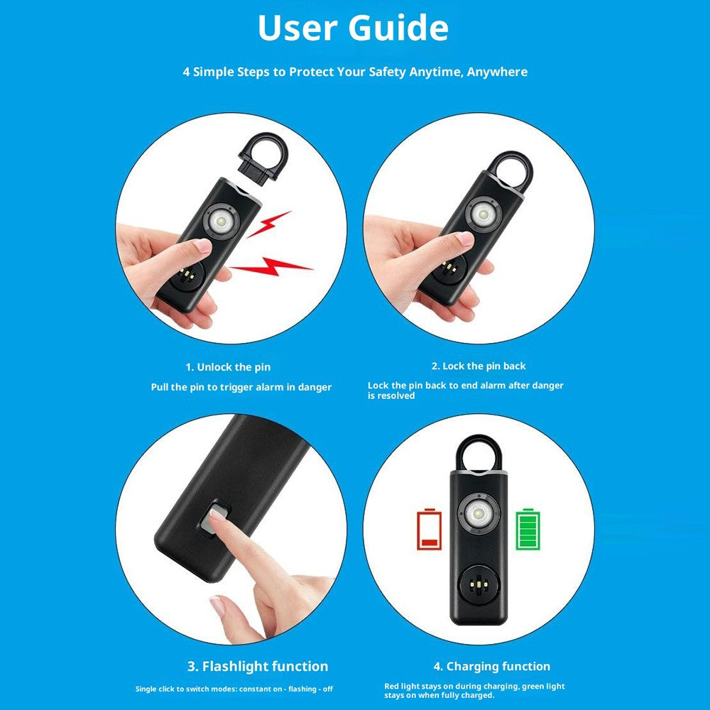 AF-2004 Personal Alarm Keychain Self Defense Device Rechargeable Electronic Safety Alarm for Students