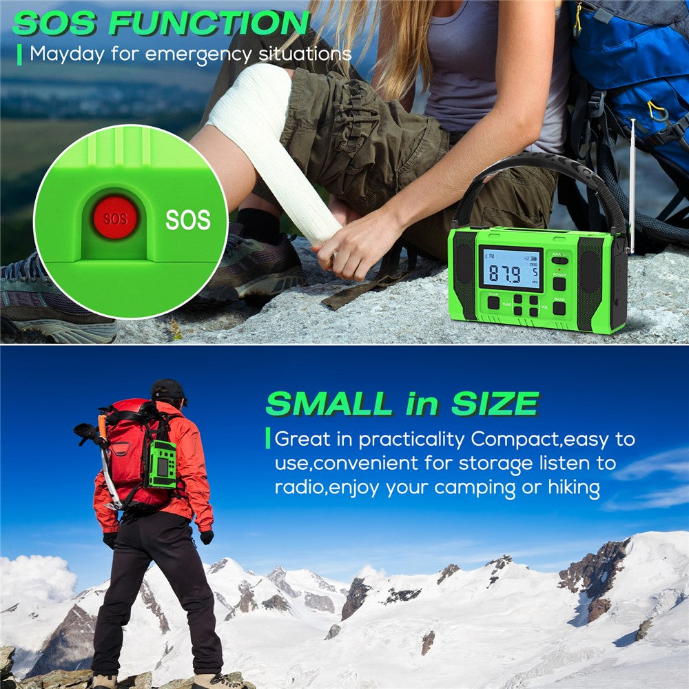 EGR-168-WB LCD-skärm Soldriven handvev AM/FM-radio SOS-alarm 10000mAh powerbank med LED-ficklampa