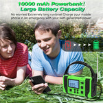 EGR-168-WB LCD-skärm Soldriven handvev AM/FM-radio SOS-alarm 10000mAh powerbank med LED-ficklampa