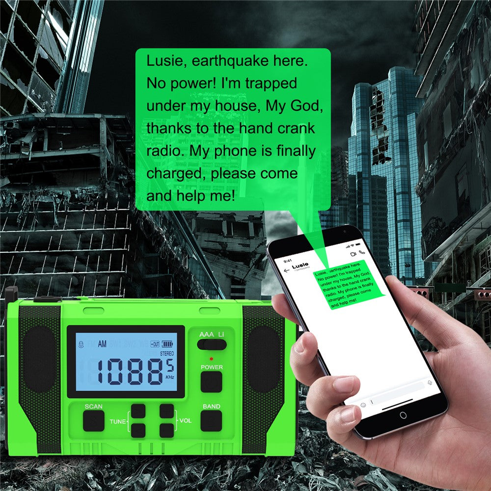 EGR-168-WB LCD-skärm Soldriven handvev AM/FM-radio SOS-alarm 10000mAh powerbank med LED-ficklampa