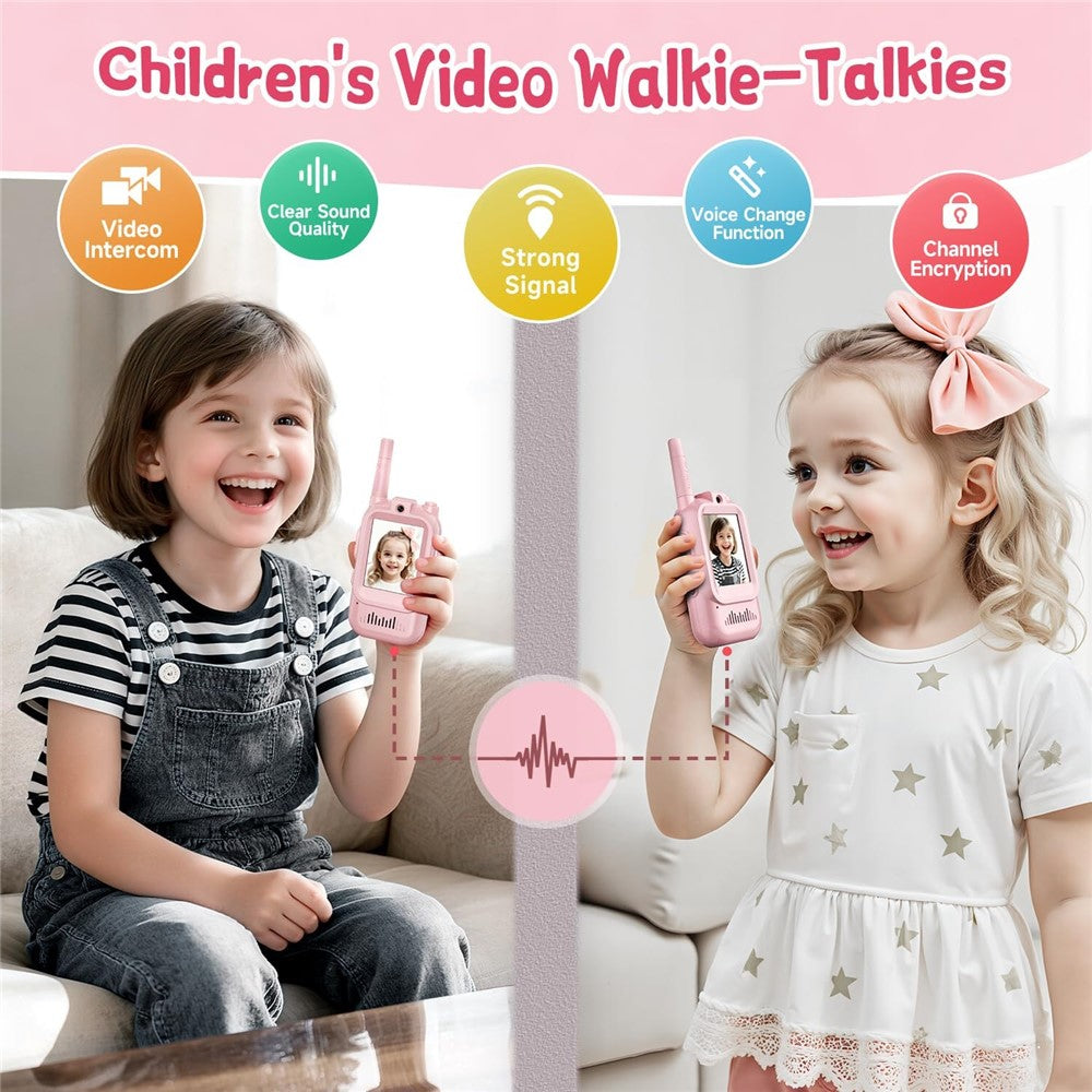 JK200 1 Pair 2.0 Inch Screen Interactive Video Walkie Talkie Set for Children 150-500m Range Communication