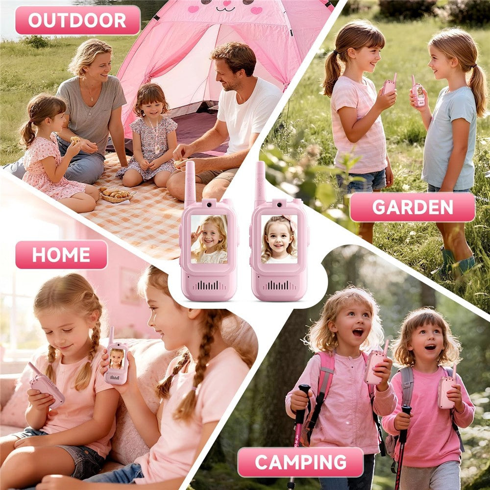 JK200 1 Pair 2.0 Inch Screen Interactive Video Walkie Talkie Set for Children 150-500m Range Communication
