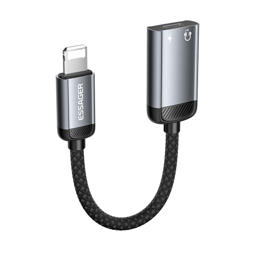ESSAGER 15cm 2-i-1 lydadapter Type-C hun til iP han Opladning Lyd DAC Digital Afkodning