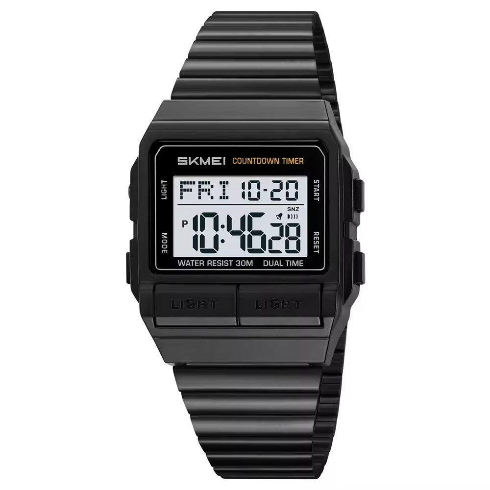 SKMEI 2475 Square Digital Watch for Students Chronograph Electronic Wristwatch with EL Backlight
