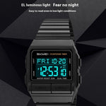 SKMEI 2475 Square Digital Watch for Students Chronograph Electronic Wristwatch with EL Backlight