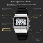 SKMEI 2475 Square Digital Watch for Students Chronograph Electronic Wristwatch with EL Backlight