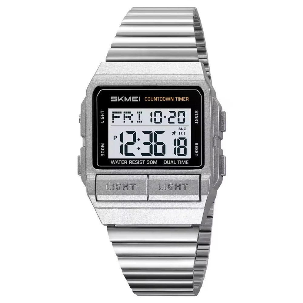 SKMEI 2475 Square Digital Watch for Students Chronograph Electronic Wristwatch with EL Backlight