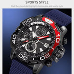SKMEI 9381 Nylon Strap Quartz Watch Multifunctional Chronograph Calendar Display Luminous Wristwatch