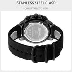 SKMEI 9381 Nylon Strap Quartz Watch Multifunctional Chronograph Calendar Display Luminous Wristwatch