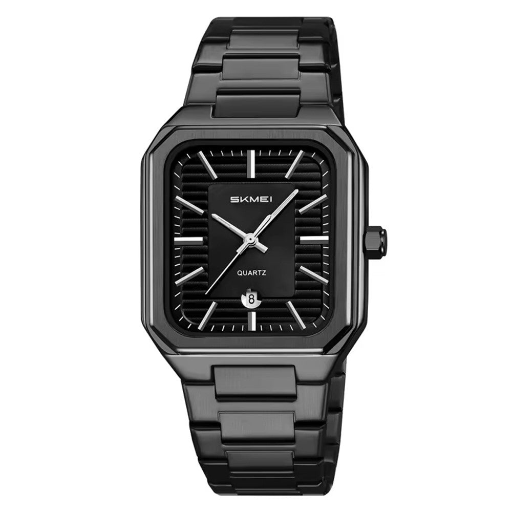 SKMEI 9373 Stainless Steel Strap Quartz Watch with Calendar Function Business Men Analog Display Wristwatch