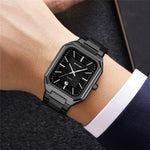 SKMEI 9373 Stainless Steel Strap Quartz Watch with Calendar Function Business Men Analog Display Wristwatch