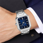 SKMEI 9373 Stainless Steel Strap Quartz Watch with Calendar Function Business Men Analog Display Wristwatch