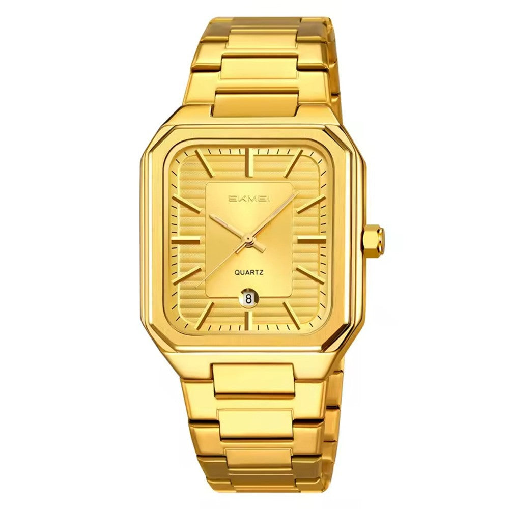 SKMEI 9373 Stainless Steel Strap Quartz Watch with Calendar Function Business Men Analog Display Wristwatch