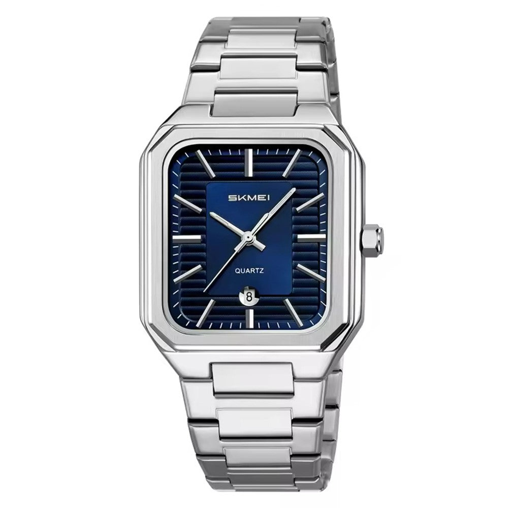 SKMEI 9373 Stainless Steel Strap Quartz Watch with Calendar Function Business Men Analog Display Wristwatch