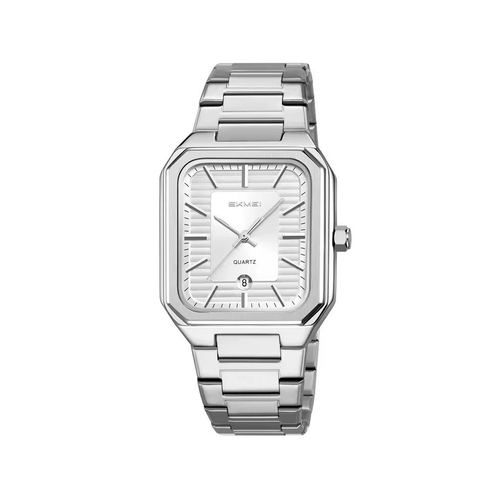 SKMEI 9373 Stainless Steel Strap Quartz Watch with Calendar Function Business Men Analog Display Wristwatch