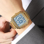 SKMEI 2559 Date Display Electronic Watch with EL Backlight Stainless Steel Strap Digital Wristwatch