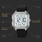 SKMEI 2559 Date Display Electronic Watch with EL Backlight Stainless Steel Strap Digital Wristwatch