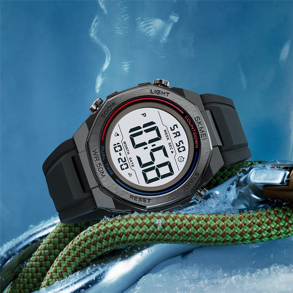 SKMEI 2513 For Men Multi-Function Digital Watch Alarm Clock Stopwatch Electronic Wristwatch with EL Backlight