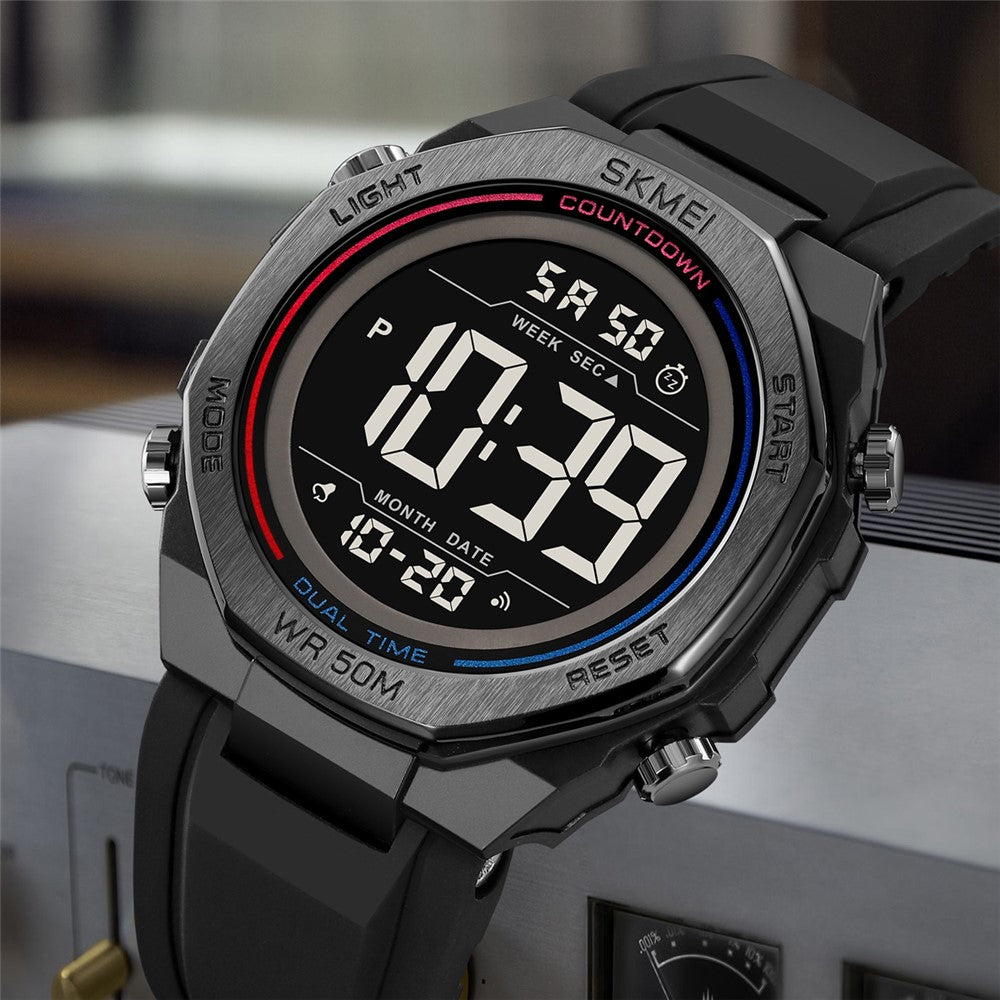 SKMEI 2513 For Men Multi-Function Digital Watch Alarm Clock Stopwatch Electronic Wristwatch with EL Backlight