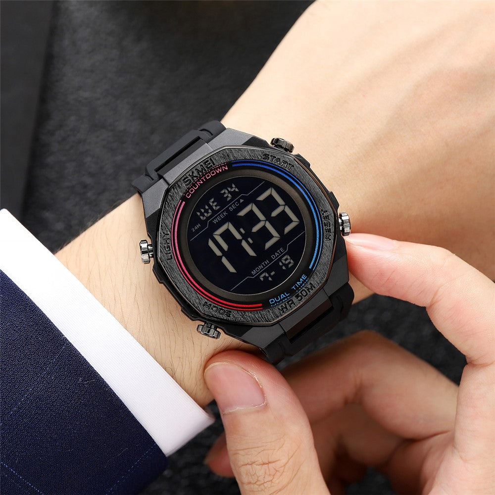 SKMEI 2513 For Men Multi-Function Digital Watch Alarm Clock Stopwatch Electronic Wristwatch with EL Backlight