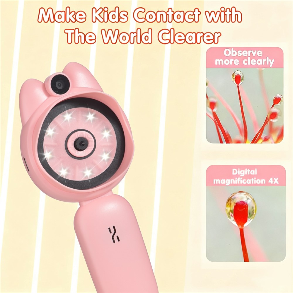 XM020A Digital Microscope for Kids 2.0 Inch IPS Color Screen Magnifier 4X Zoom LED Illumination STEM Learning Tool
