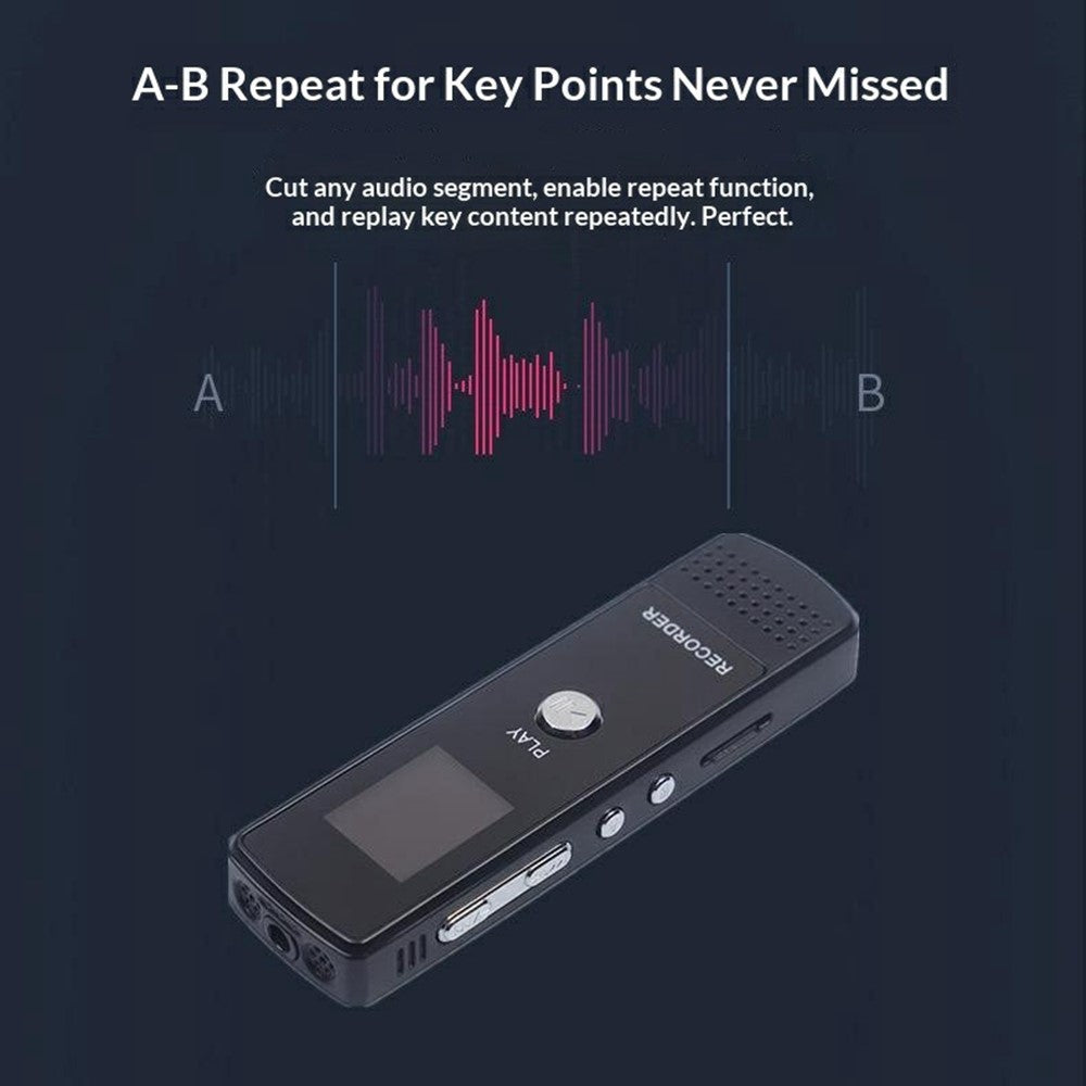 N36 8GB Digital Voice Recorder with A-B Repeat One-Click Recording Pen HD Noise Reduction