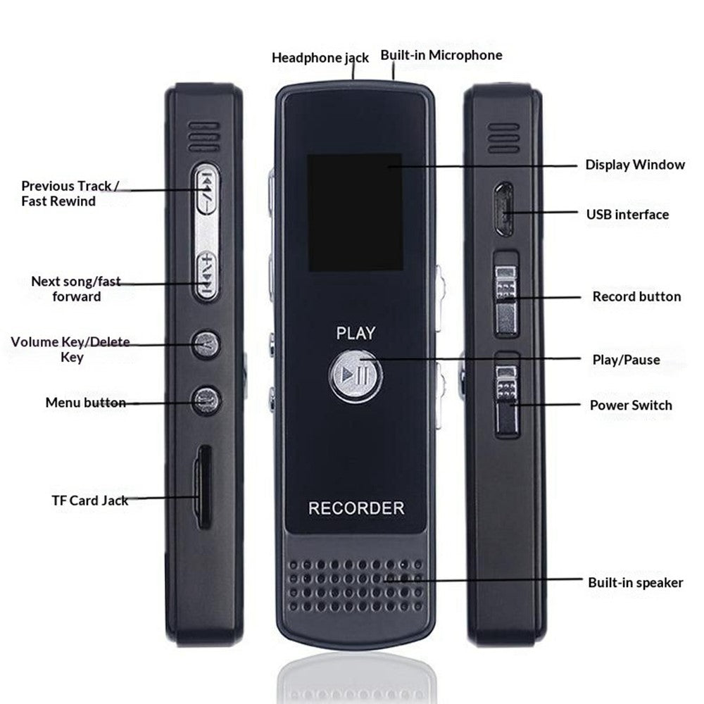 N36 8GB Digital Voice Recorder with A-B Repeat One-Click Recording Pen HD Noise Reduction