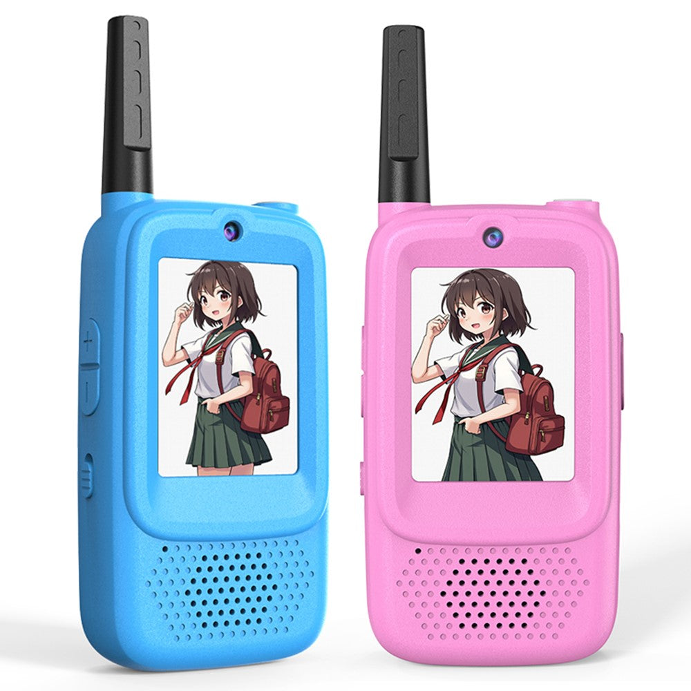 D3 1Pair 2.0 Inch Screen Kids Video Intercom Power-On Auto Pair Walkie Talkie with Voice Changing Function