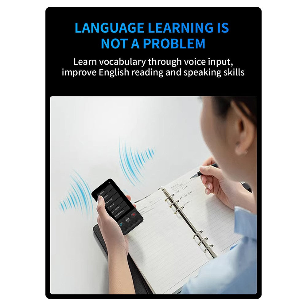 T13 2,8-tommers smarttranslator med 138 sprog, Wi-Fi, fotooptagelse, stemmeoversættelse, offlineoversættelse, 1 GB RAM, 8 GB lagerplads og ChatGPT
