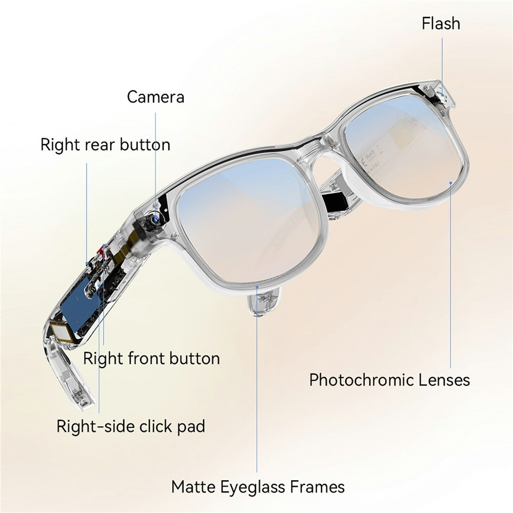 G2 8MP AI Smart Photo Glasses Anti-Shake First-Person View Glasses with Translation Video Recording Interchangeable Lens