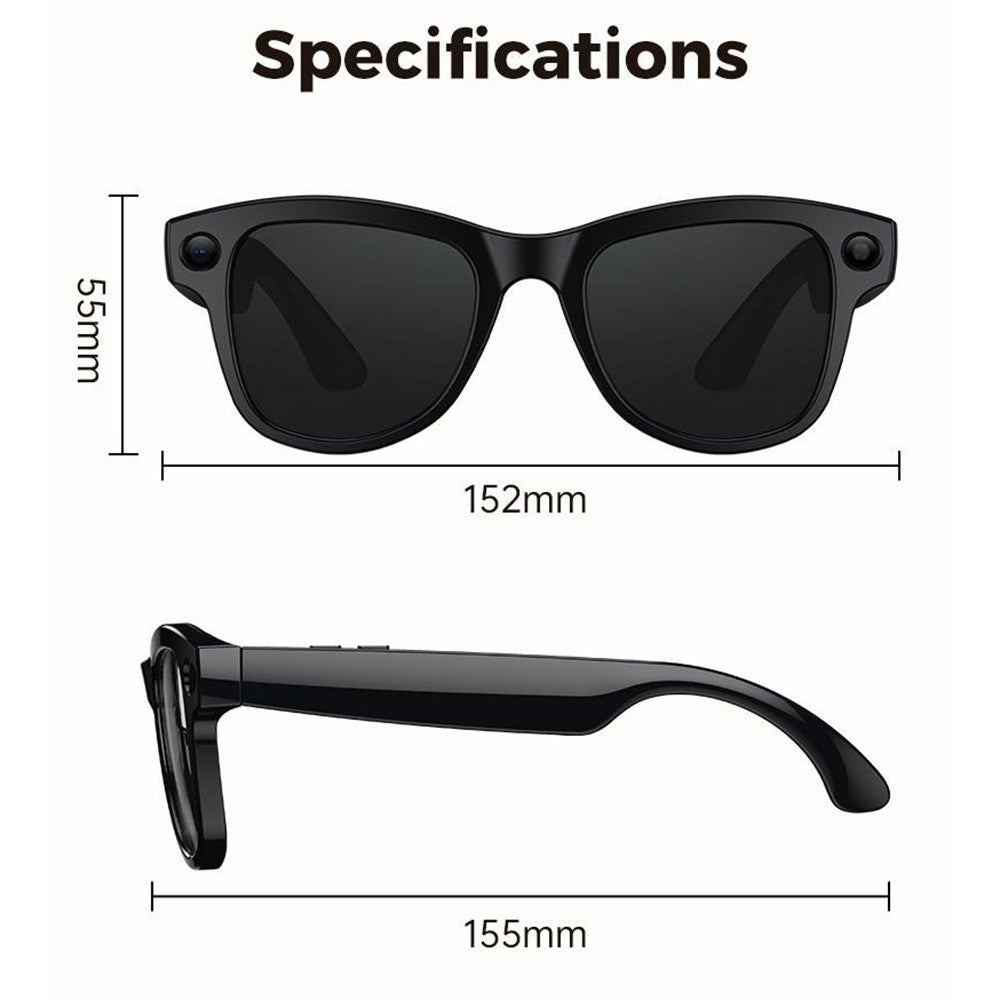 M02ULTRA IP54 Waterproof 8MP AI Smart Glasses with Charging Case 4K Shooting Translation Glasses with Interchangeable Lenses